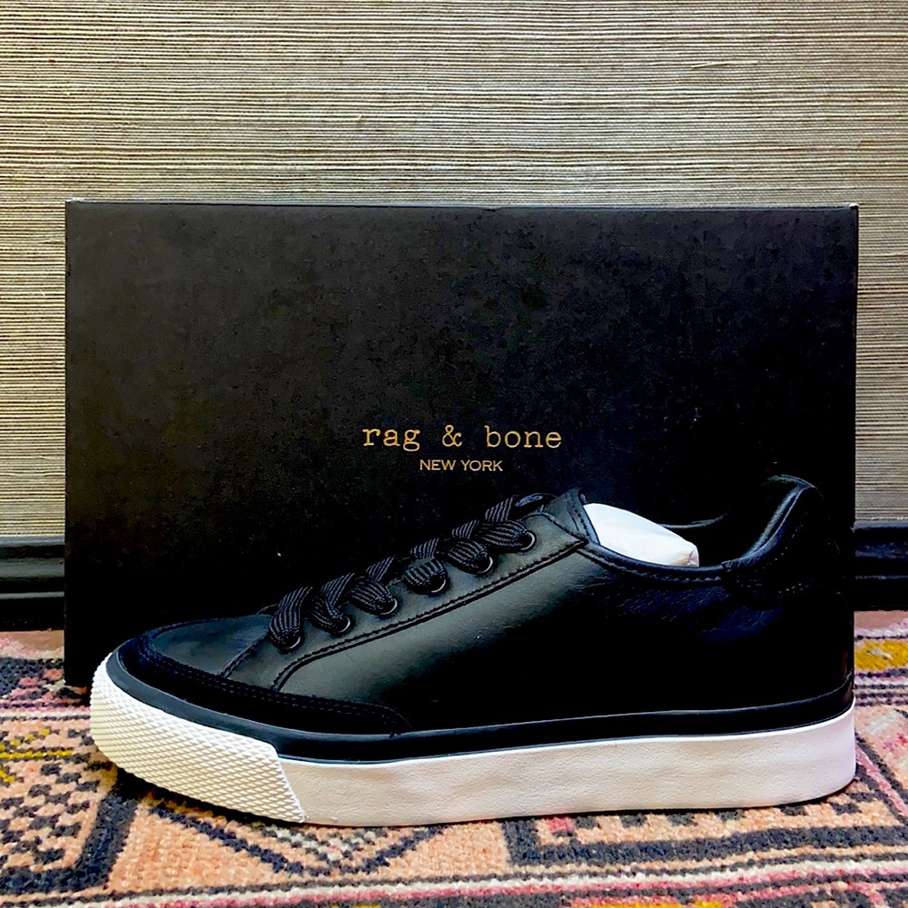 NIB Rag & Bone black leather army low sneakers
